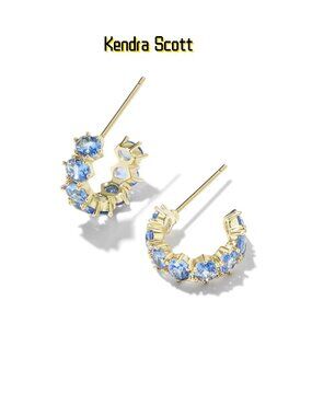 Cailin Gold Huggie Earrings in Blue Violet Crystal